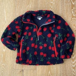 J crew crew it’s size 4-5 cherry fleece in navy and red. EUC